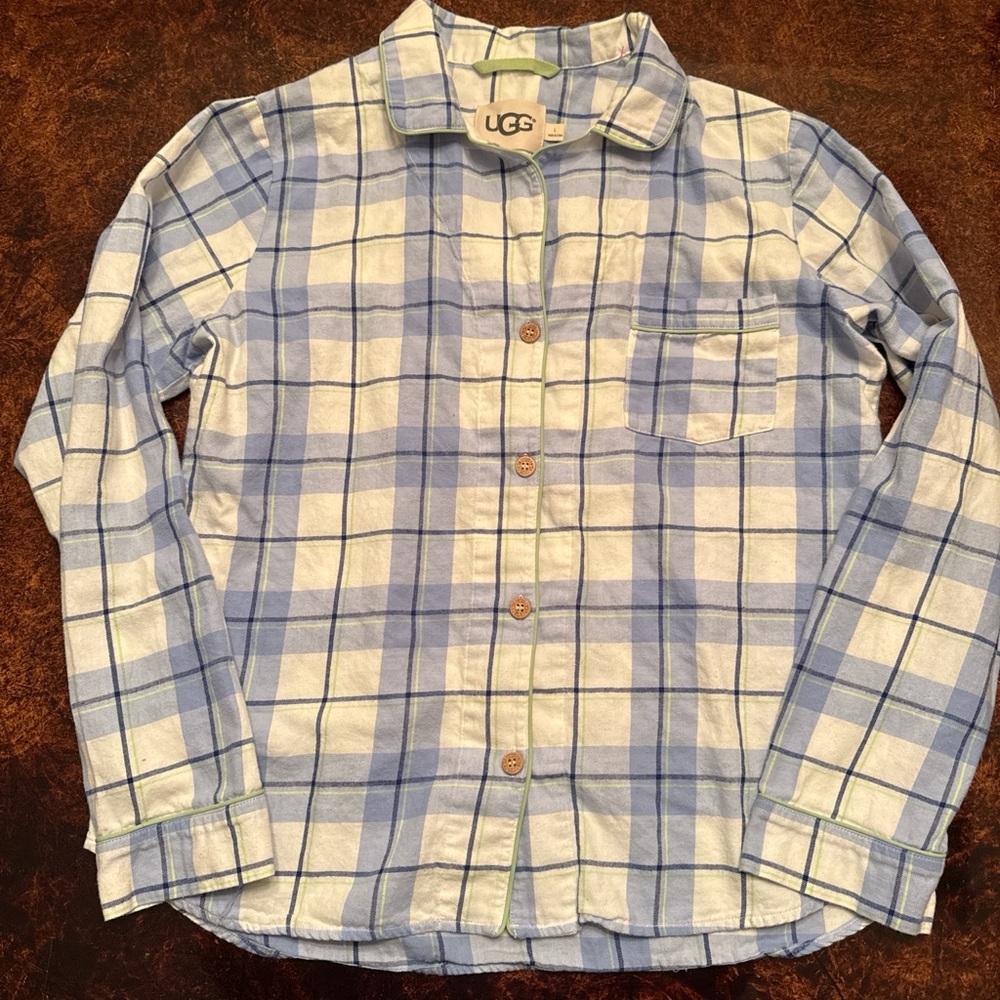 UGG Blue and White Checkered Button flannel Shirt